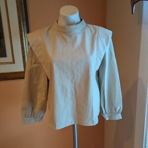 PULL& BEAR BLOUSE WOMENS  100% POLYESTER/Vegan Leather